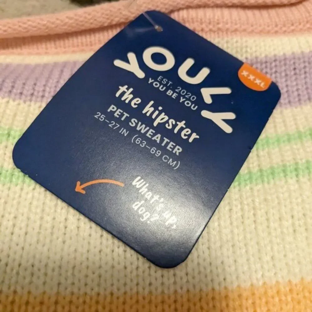 Striped Ribbed Knit Youly Dog Sweater - The Hipster NWT XXXL